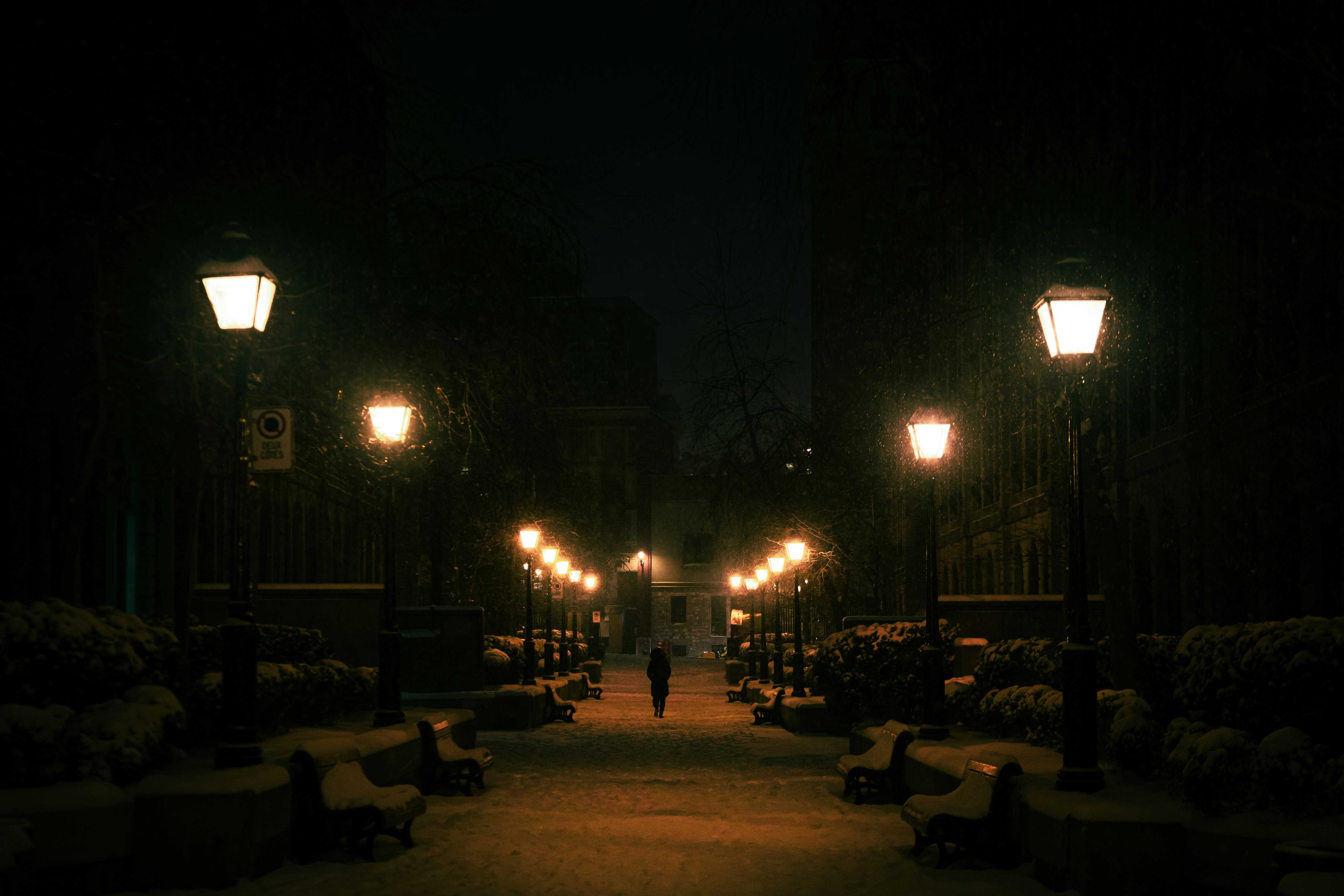 Winter night stroll.